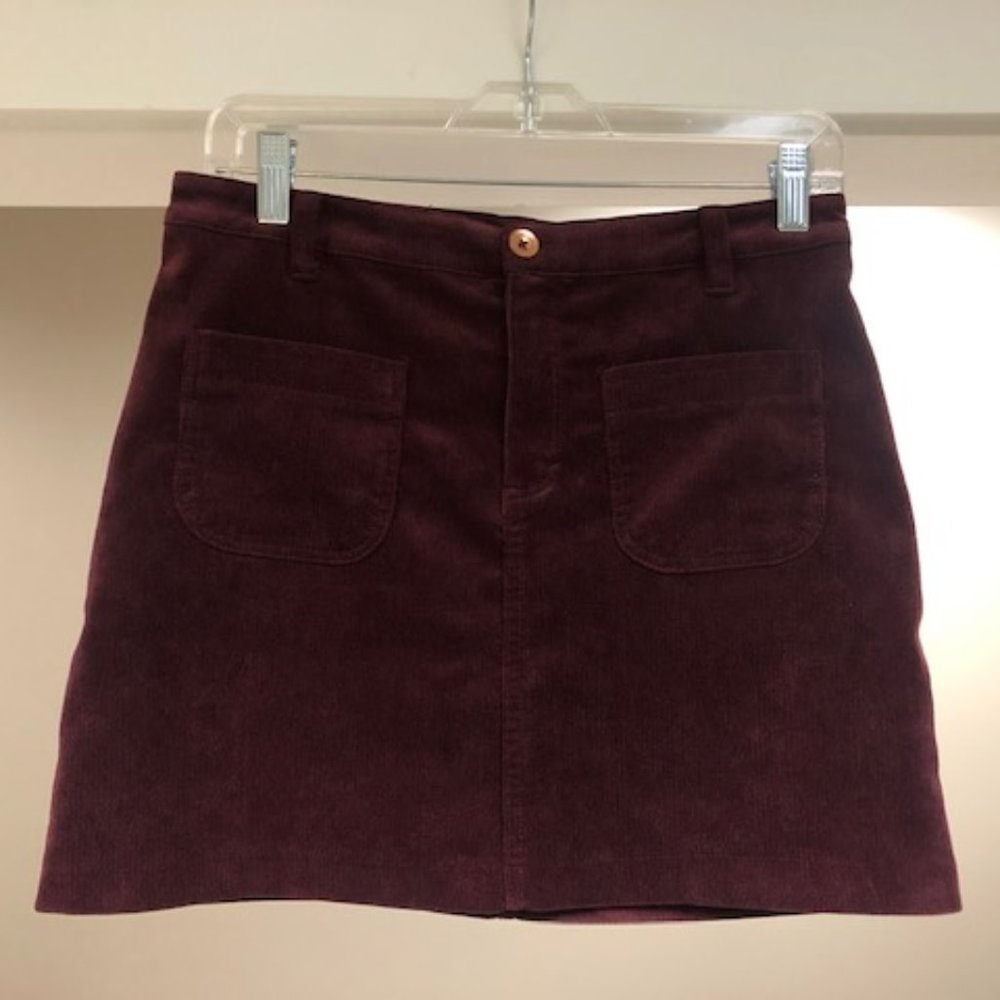 Hollister Burgundy Corduroy Mini Skirt Size 5